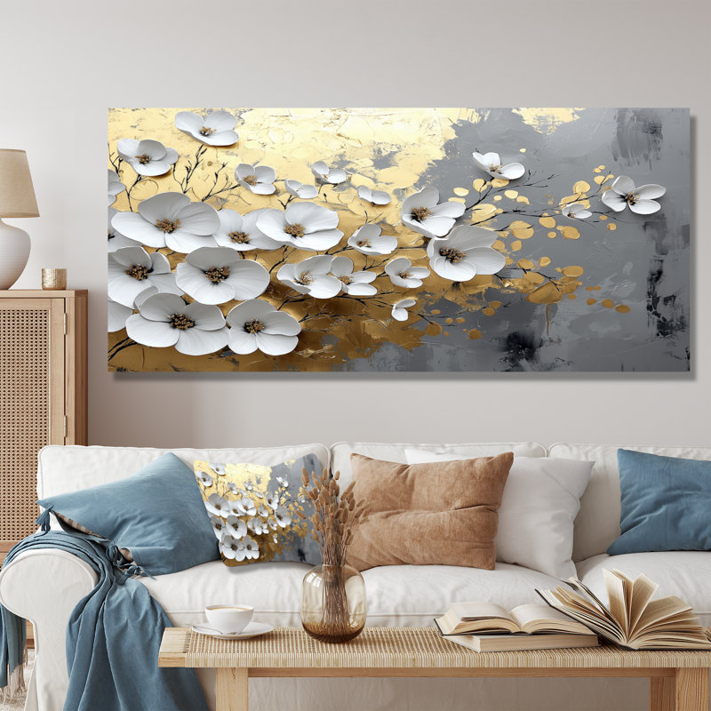 Altamirano - Floral Wall Art, Framed Wrapped Canvas, H 28 po x l 60 po, Ne s'applique pas