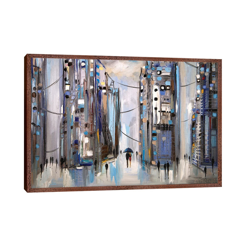 Rainy Afternoon by Ekaterina Ermilkina - Painting on Canvas, 66.04 cm H x 45.72 cm W, Classic Brown Wood Framed