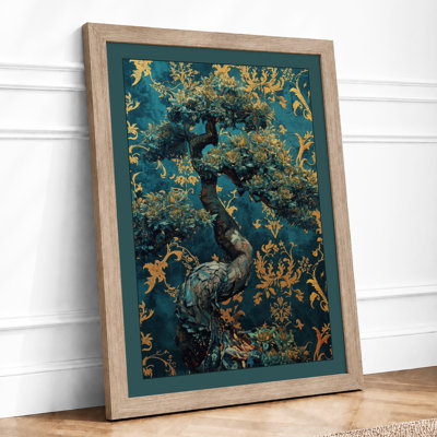 Ornamental Peacock Art Deco - Framed Print