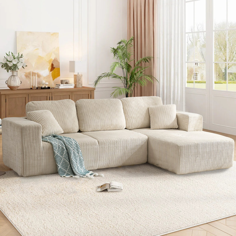 Latitude Run® 2-Piece Modular Corduroy Sectional Sofa With Chaise ...