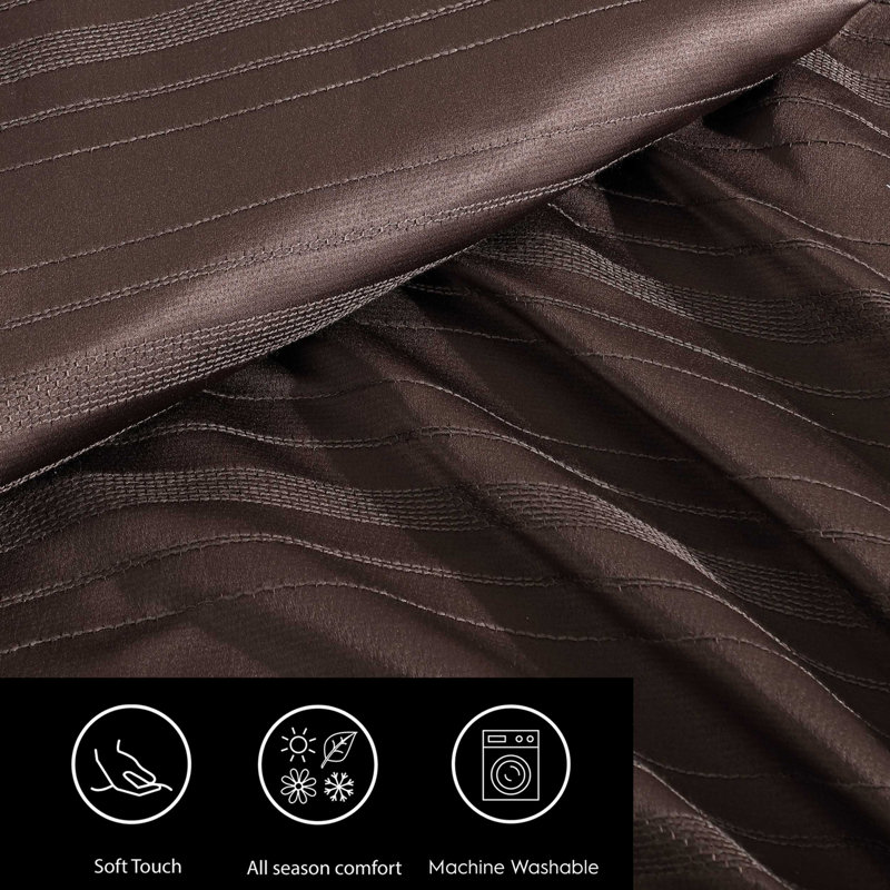 Vera Wang Illusion Lines Brown Comforter Set, King Comforter + 2 King Pillow Shams