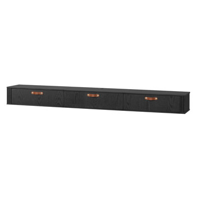Modern Black Floating TV Stand up to 90" TV Wall Mount Media Console by Ebern Designs