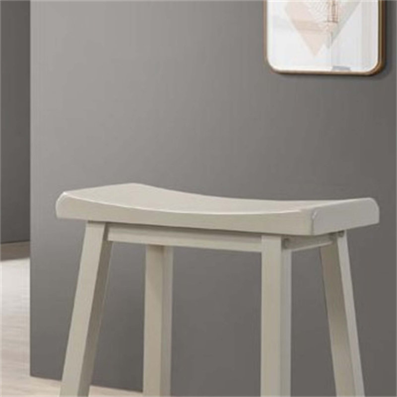 Ensemble de 2 tabourets ergonomiques de hauteur comptoir gris clair avec structure en bois massif et siège en panneau de particules, facile à assembler