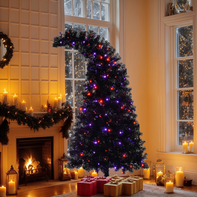 6FT Artificial Christmas Tree With LED Light, Pre-Lit Curved Shape Artificial Whimsical Xmas Tree With 900 Tips, Christmas Tree