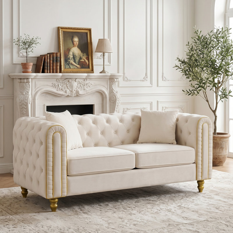 Canapé-lit 63,6 po, Velours beige