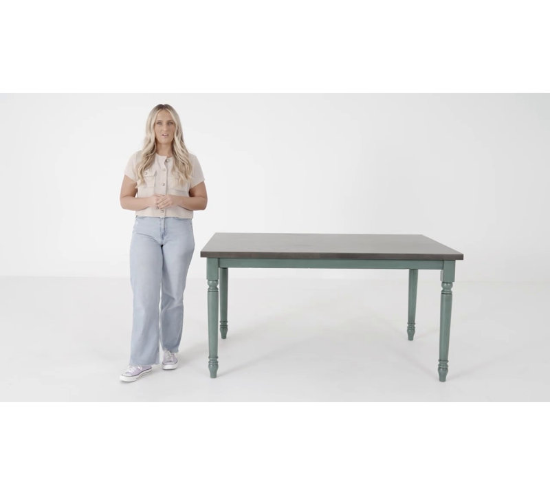 Smokey White and Dark Gray Farmhouse Solid Wood Dining Table