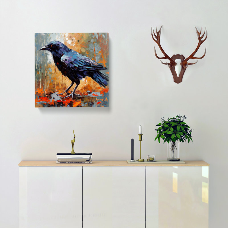 Crow Neo-Impressionism - Print, 50cm H x 50cm W x 3cm D