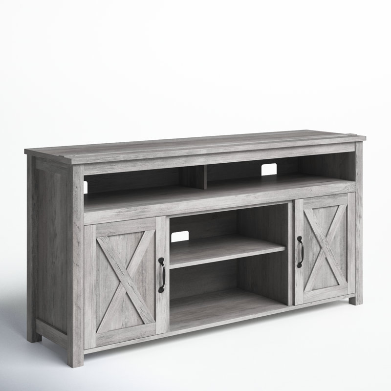 Kayli 58" TV Stand, Contemporary Entertainment Center for TVs up to 65", Media Console Wood Table, Gray Wash