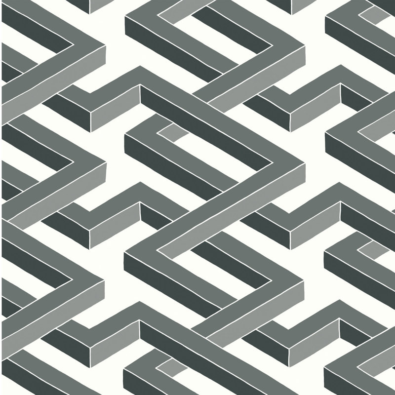 Luxor Geometric Wallpaper Roll, Black/White