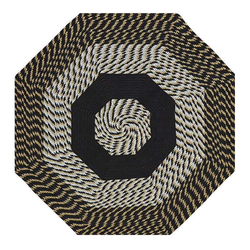 Tapis décoratif à rayures tressées noires/brunes Arcelia, 48 po octogonal