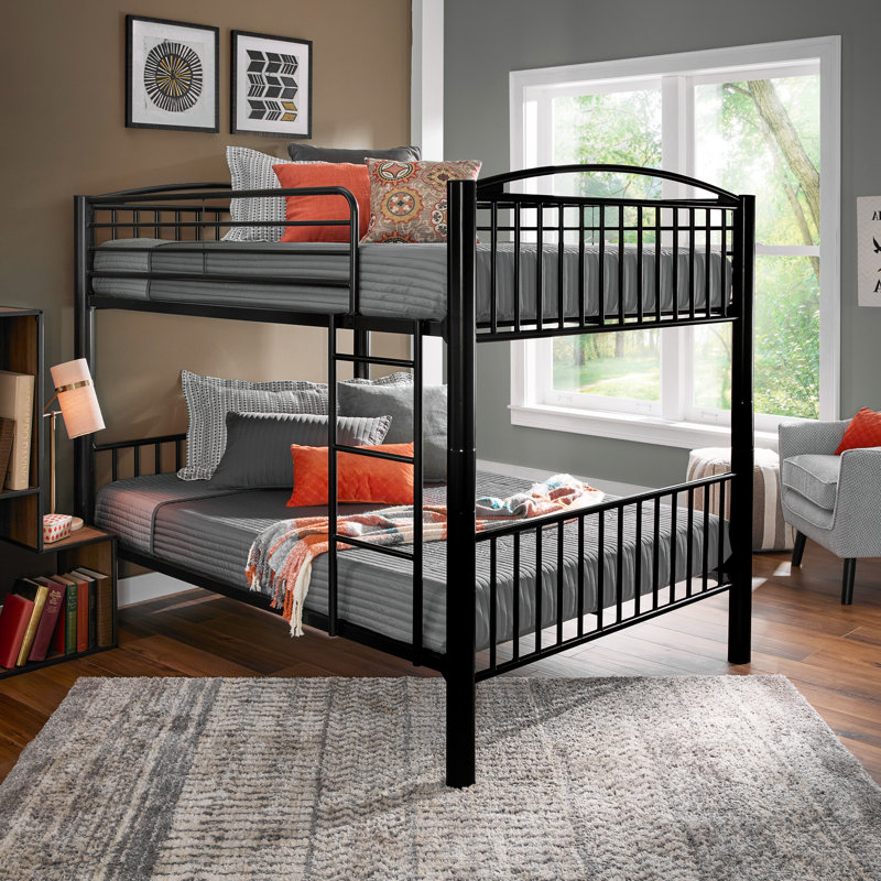 Sigmund Versaflex Metal Bunk Bed, Convertible, Black, Full over Full