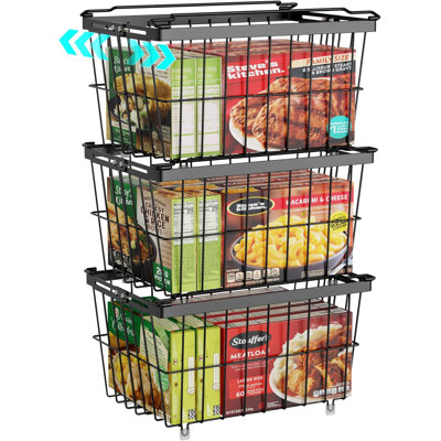 3 Pack Adjustable Wider & Deeper Chest Freezer Organizer Bins For 5 To 9 Cu Ft,Black