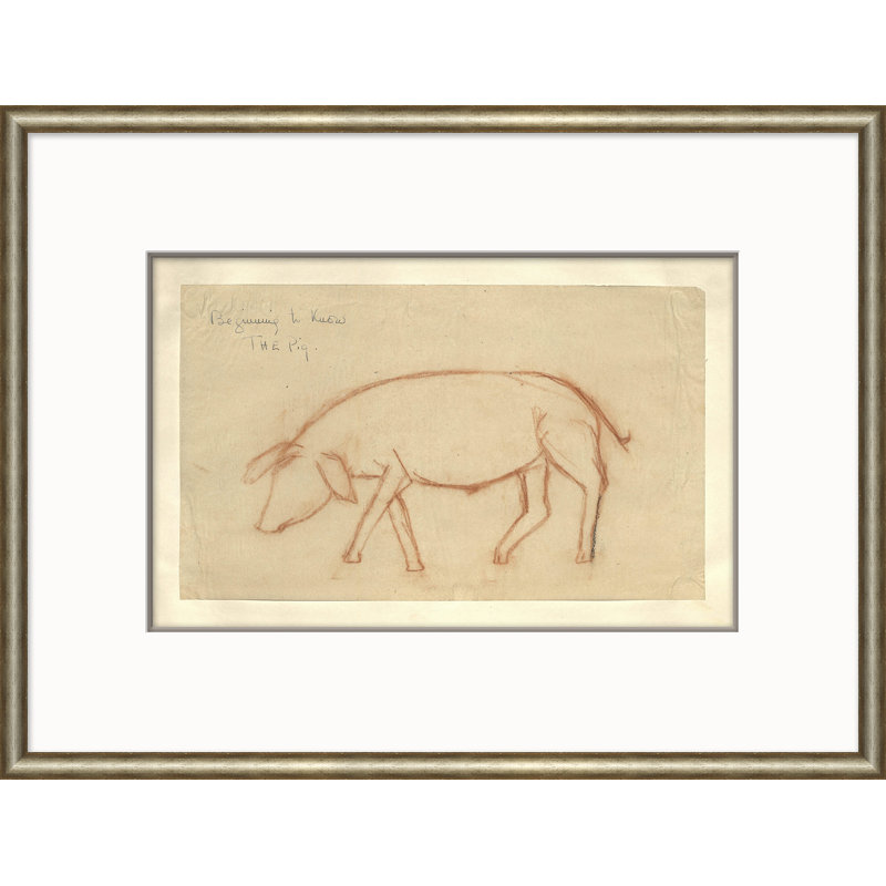 At The Zoo Sketch Series - Sepia Pig Giclee Print