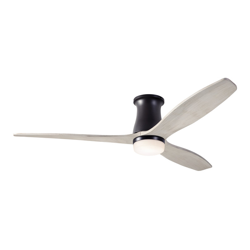 Arbor LED Flush Mount Ceiling Fan, Whitewash, Wall Control, Dark Bronze