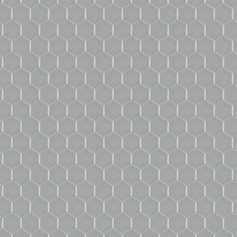Metro Glossy .89" x .89" Hex Porcelain Honeycomb Mosaic Wall & Floor Tile, Light Gray