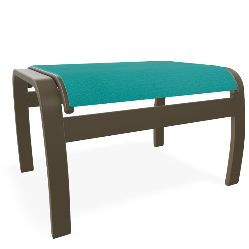 Repose-pieds d'extérieur avec coussin Askar, Bois de plage texturé, Aigue-marine