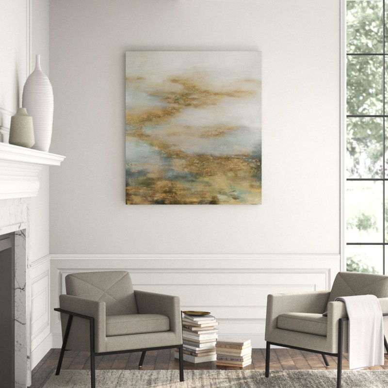 In The Bottom Painting by Beverly Fuller, Hand Embellished Gold, 53" H x 47" W x 1.5" D