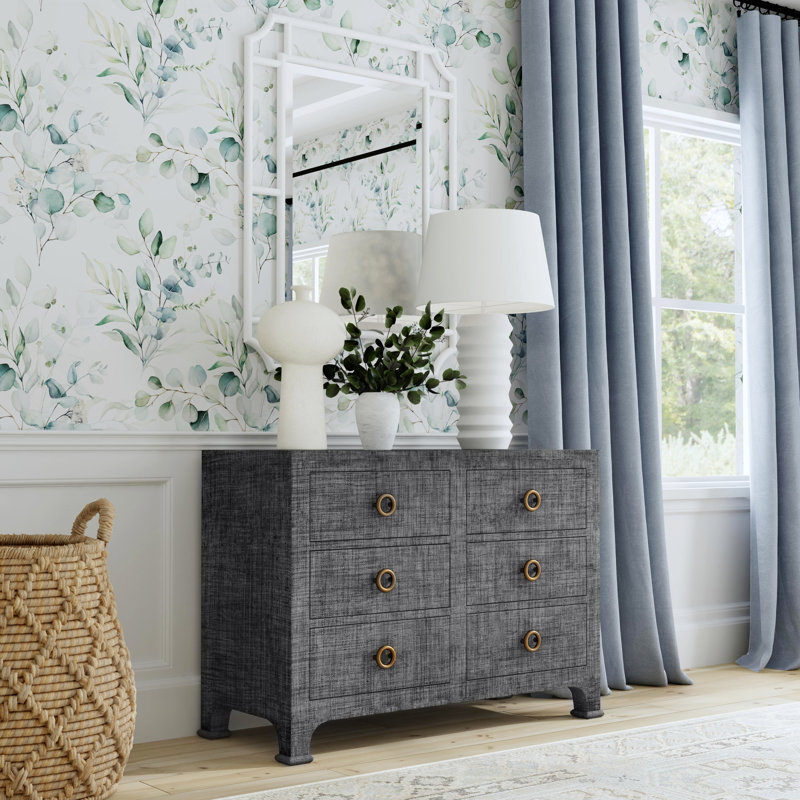 Chatham Raffia 6 Drawer Dresser, Charcoal