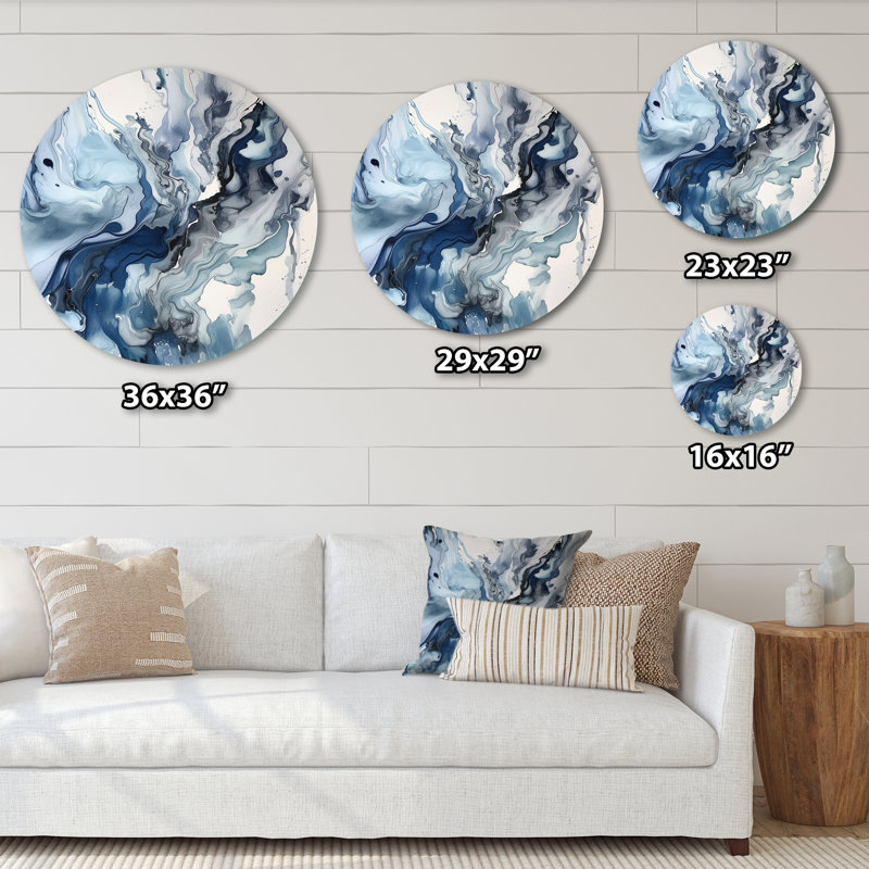 Cynia - Art abstrait rond en métal, H 36 po x l 36 po