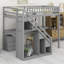 Lit mezzanine avec deux commodes, bureau et bande lumineuse-660914008