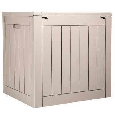 31 Gallon Resin Deck Box Patio Waterproof Outdoor Storage Organizer Compact Design Gray Polypropylene For Pool Gear And Hoses Multi - Use Spacious Cushions