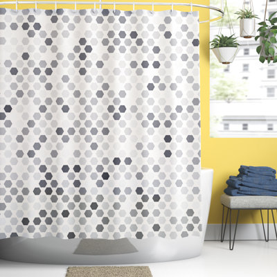 Nicholaus Geometric Shower Curtain with Hooks Included