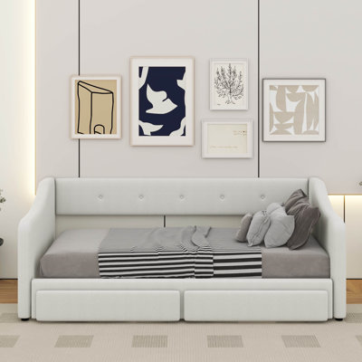 Twin XL To King Size Upholstered Daybed With Drawers