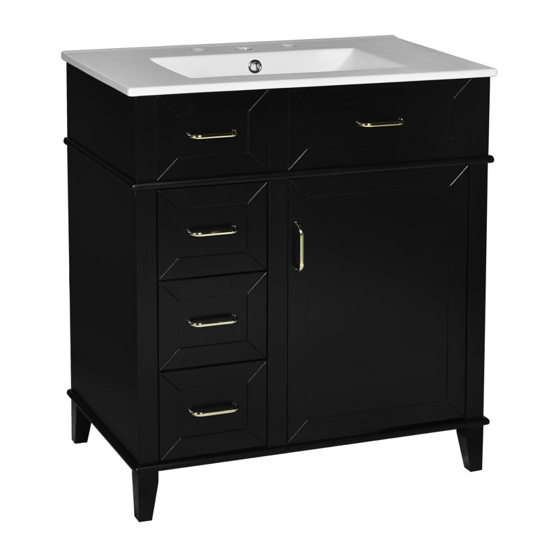 Meuble-lavabo 30 po avec comptoir en céramique, Noir