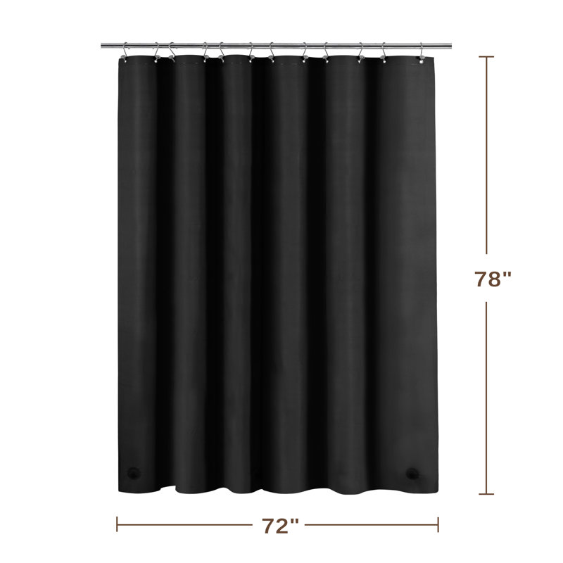 Doublure de rideau de douche imperméable légère en PEVA, Noir, H 78 po x l 72 po