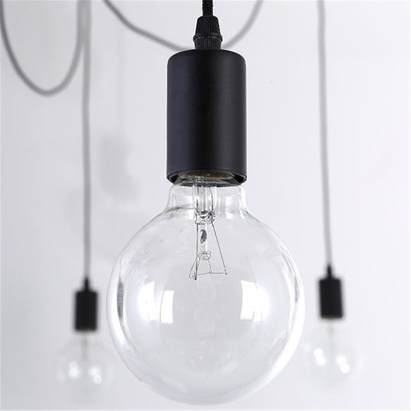 Luminaire suspendu industriel noir en forme d'araignée 8 lumières