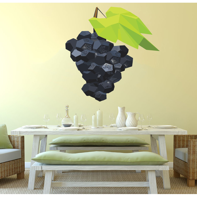 Décalcomanie murale raisin polygonale, H 46 po x l 46 po