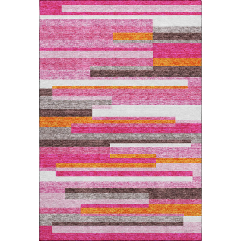 Premium Machine Washable Prisco Blush Rug, Rectangle 5' x 7'6"