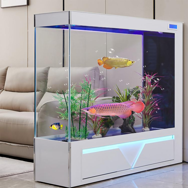 Aquarium en verre transparent 31,5 po avec filtration latérale, 52,88 gallons (H 51,18 po x l 31,5 po x P 15,75 po, Blanc
