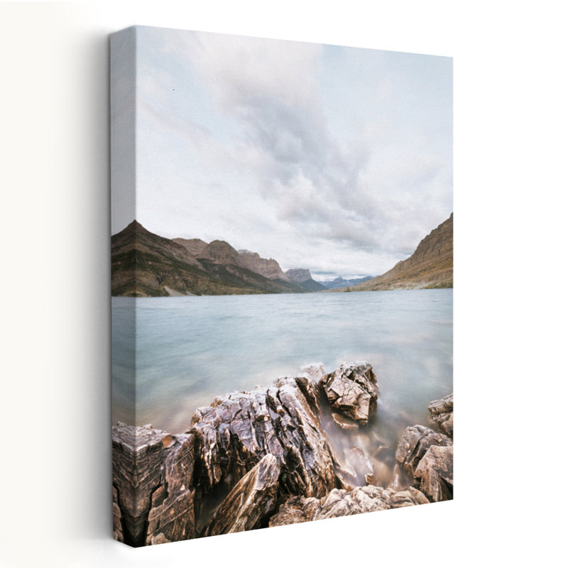Glacier, art abstrait sur un glacier bleu-brun, H 24 po x l 16 po