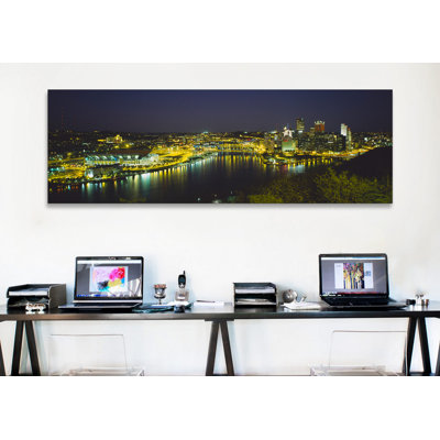 Reproduction d’art sur toile tendue, "panoramic three rivers area, pennsylvania, usa"