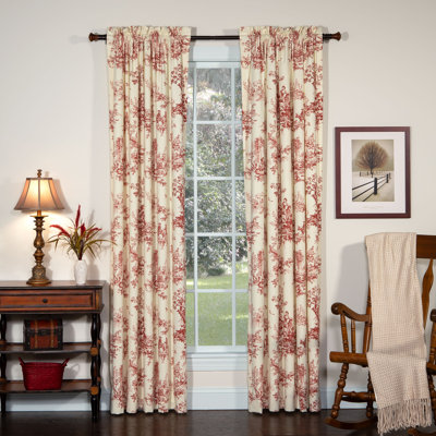 Bouvier Red Traditional Cotton Toile Rod Pocket Panels
