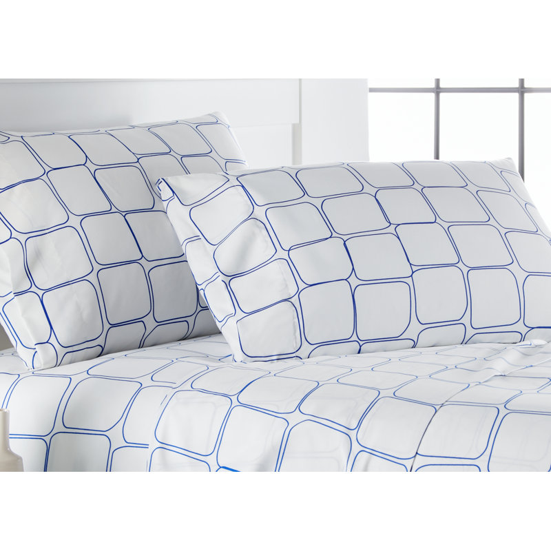 Ensemble de draps Tilted Tiles, Simple TG, Bleu