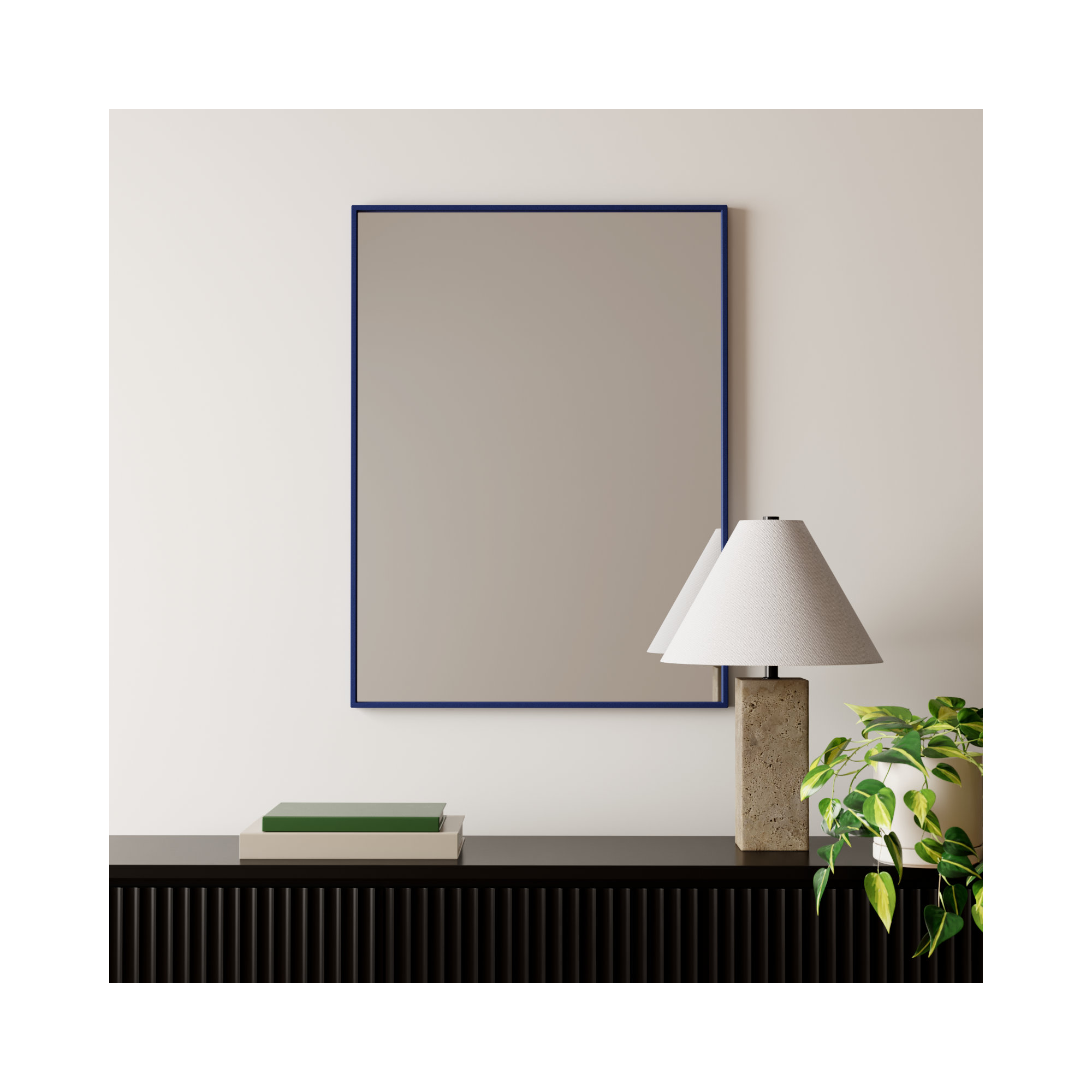 Sabine Metal Rectangle Wall Mirror, Blue, 36" x 27"