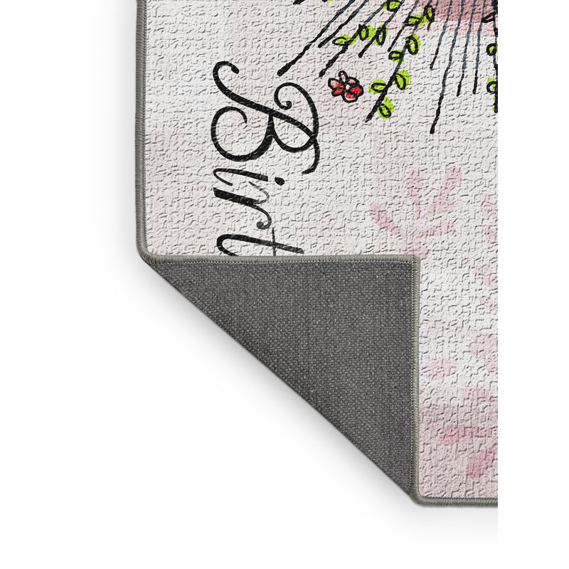 Tapis rose Happy Birthday, Rectangle 2 pi x 4 pi