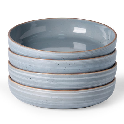 8.5" W Striped Round Pasta Bowls