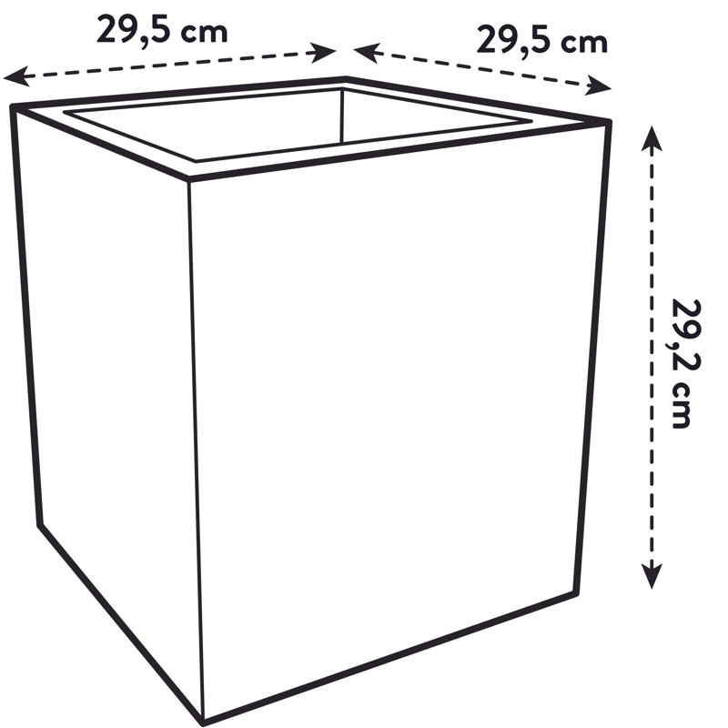 Vivo Next Square Planter Box, White, 24.9cm H x 29.5cm W x 29.5cm D