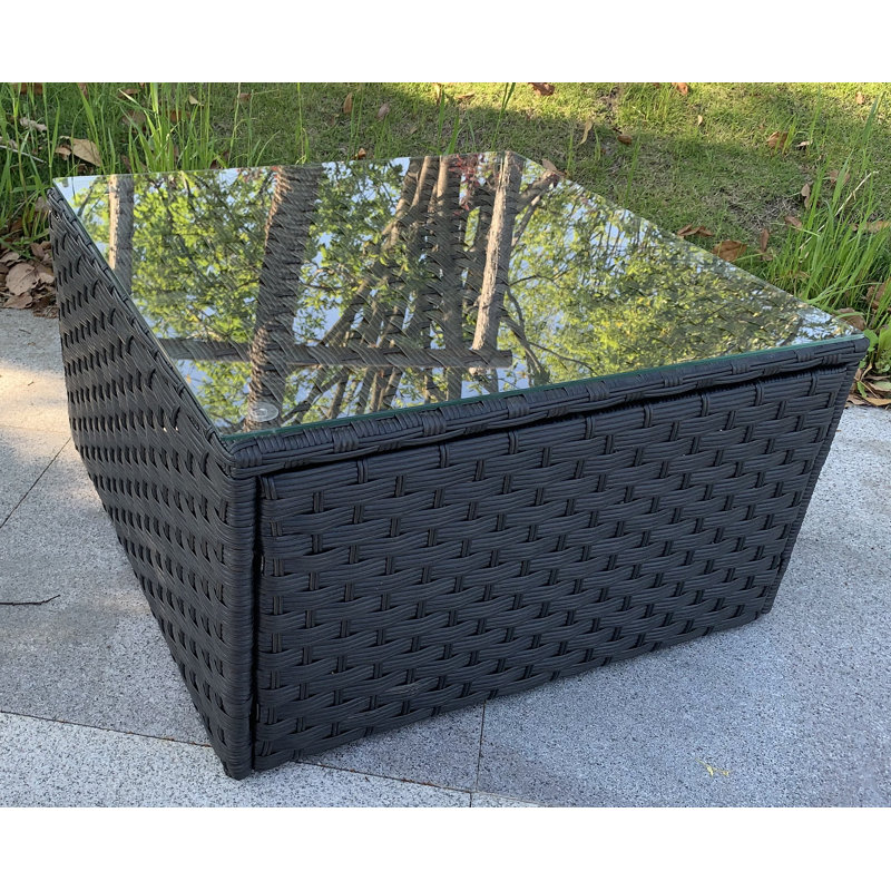 Farrahn Rattan 6 - Person Seating Group with Cushions, Black