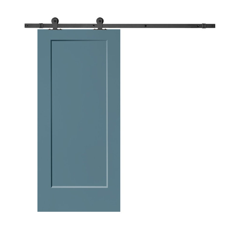 Panel Wood and Metal Painted Interior Sliding Barn Door with Installation Hardware Kit, Matte Black, 36'' x 80''