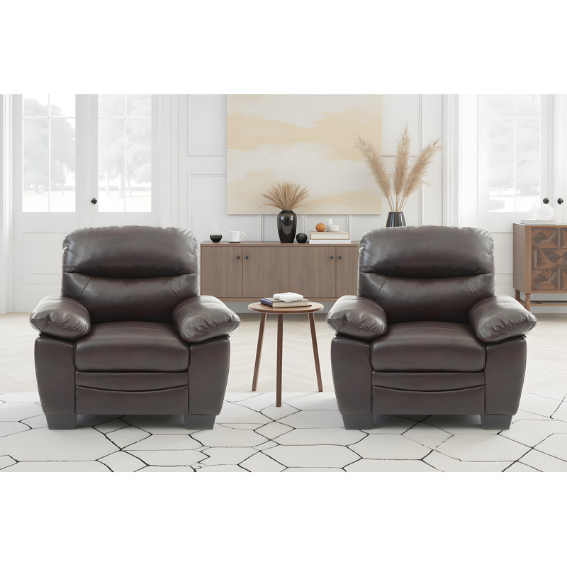 Ensemble de 2 chaises en similicuir Pingry, Brun foncé
