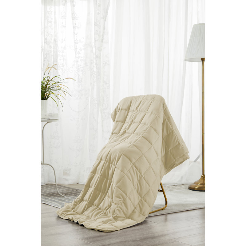 Couverture lestée ultra douce pour un sommeil profond, soulage le stress et l'anxiété, L 80 po x l 60 po, Beige