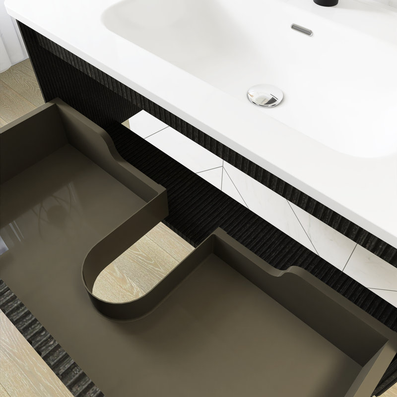 Meuble-lavabo mural 36 po avec comptoir en céramique blanche