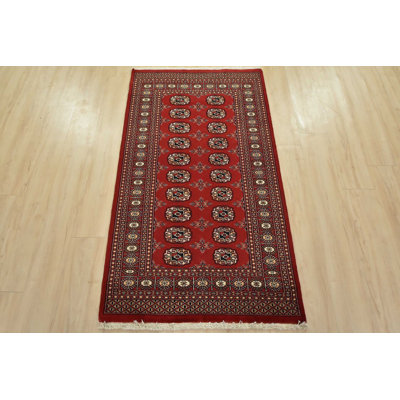 Bokhara Rug 3’1” x 5’6” Red Wool Tribal Hand-Knotted Oriental Carpet