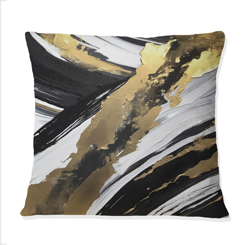 New Gold Balance V - Coussin décoratif avec peinture abstraite