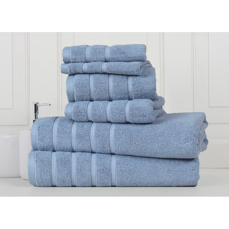 Ensemble de 6 serviettes en coton égyptien zéro torsion, Bleu cendré