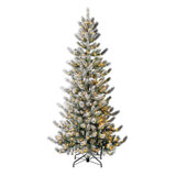 Home Heritage 7' Flocked Natural Pine Prelit Christmas Tree With Fairy Lights